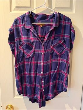 184 - JACHS Girlfriend Purple & Pink Plaid Button-Down Shirt